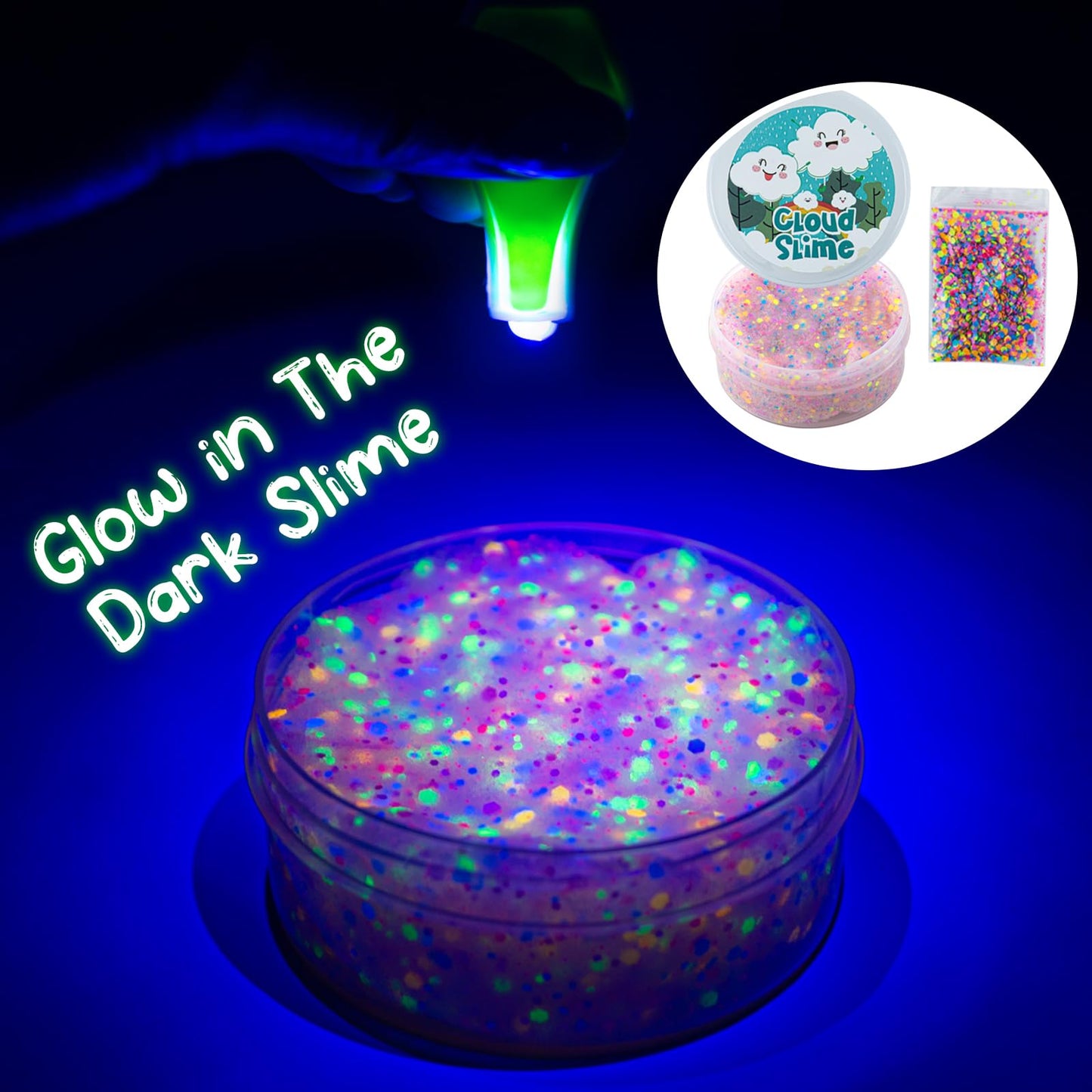 Slime Variety Pack Different Textures, 8 Pack Slime Kit Includes Butter Slime, Rainbow Cloud Slime & Clear Beaded Slime, Glow In