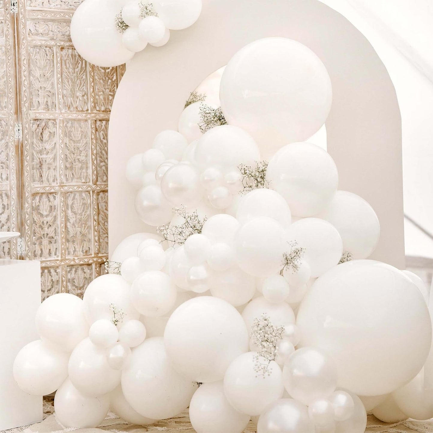 Partywoo White Balloons, 140 Pcs Pearl White Balloons Different Sizes Pack Of 18 Inch 12 Inch 10 Inch 5 Inch White Balloons For Balloon Garland Or Balloon Arch As Birthday Party Decorations, White-Z30