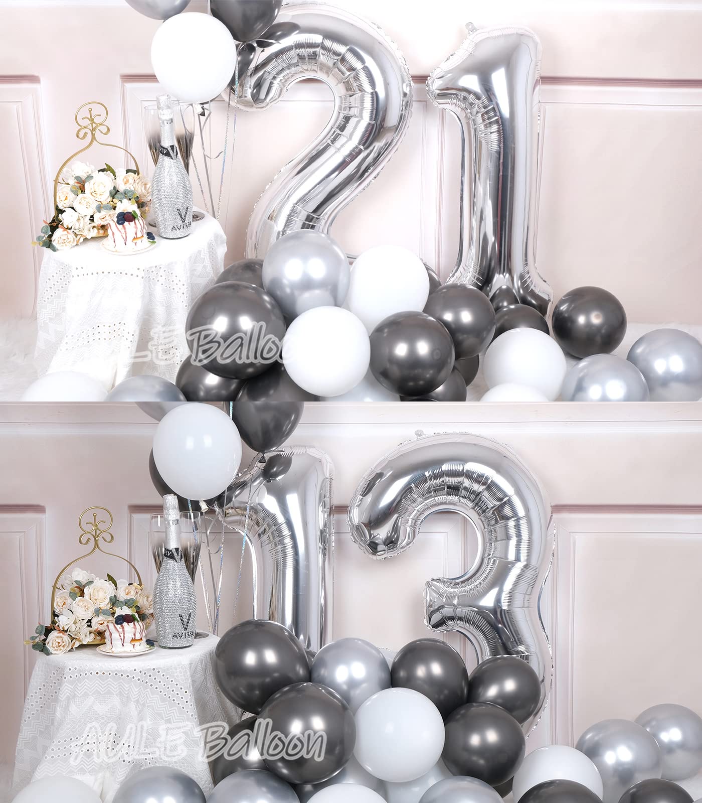 Aule 40 Inch Big Silver 1 Balloon Number Large Foil Helium Number Balloons 0-9 Jumbo Giant Happy 1St Birthday Party Decorations