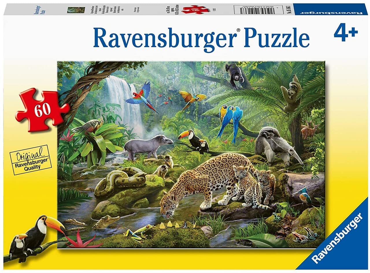 Ravensburger Rainforest Animals 60 Piece Jigsaw Puzzle for Kids - 05166 - Every Piece is Unique  Pieces Fit Together Perfectly 14 x 10 inches (36 x 26 cm).