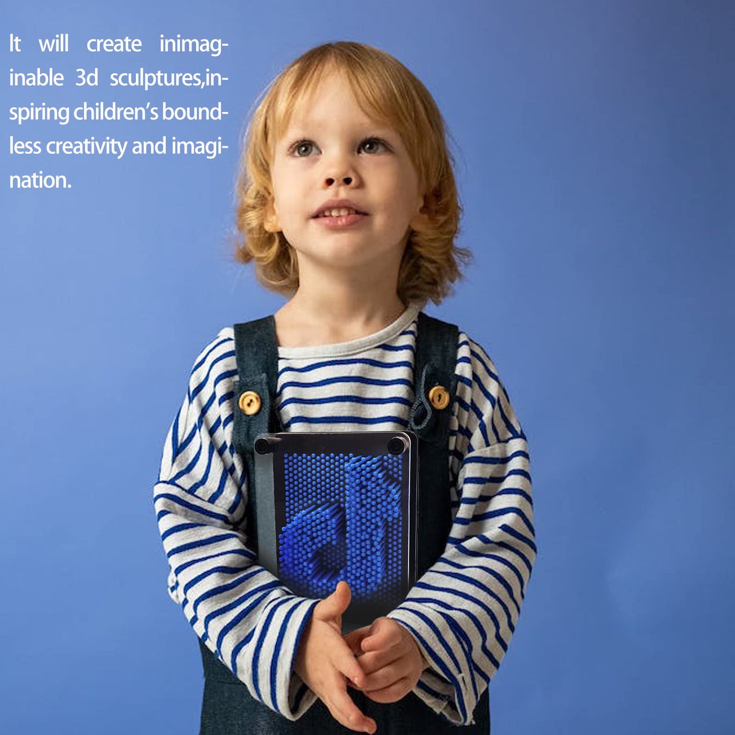 3D Pin Art Sensory Toy Size 5X3.7 Inches Needles Pin Impression Toy Intellectual Fun Rainbow Toys, Navyblue