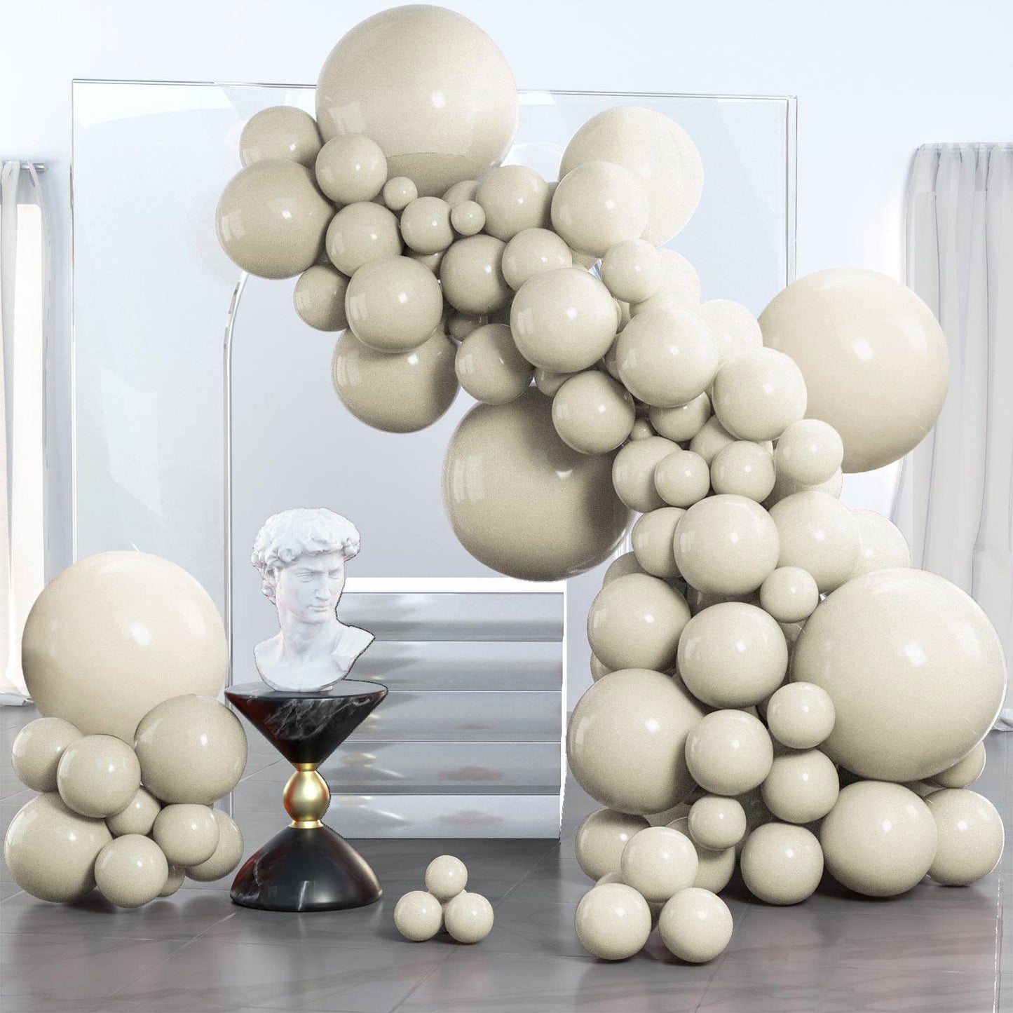 Partywoo White Sand Balloons, 140 Pcs Boho White Balloons Different Sizes Pack Of 18 Inch 12 Inch 10 Inch 5 Inch Sand White Balloons For Balloon Garland Balloon Arch As Party Decorations, White-F12