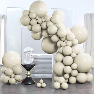 Partywoo White Sand Balloons, 140 Pcs Boho White Balloons Different Sizes Pack Of 18 Inch 12 Inch 10 Inch 5 Inch Sand White Balloons For Balloon Garland Balloon Arch As Party Decorations, White-F12