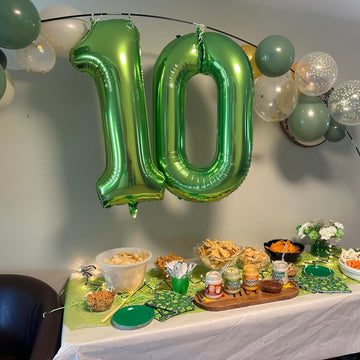 Paticool 40 Inch Green Number Balloon 0, Large Number Foil Mylar Balloons For Birthday Party Celebration Decorations Supplies, D