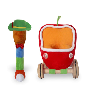 YOTTOY Lowly Worm Soft Toy & Busytown Applecar – 2 Piece Assortment, Plush Material