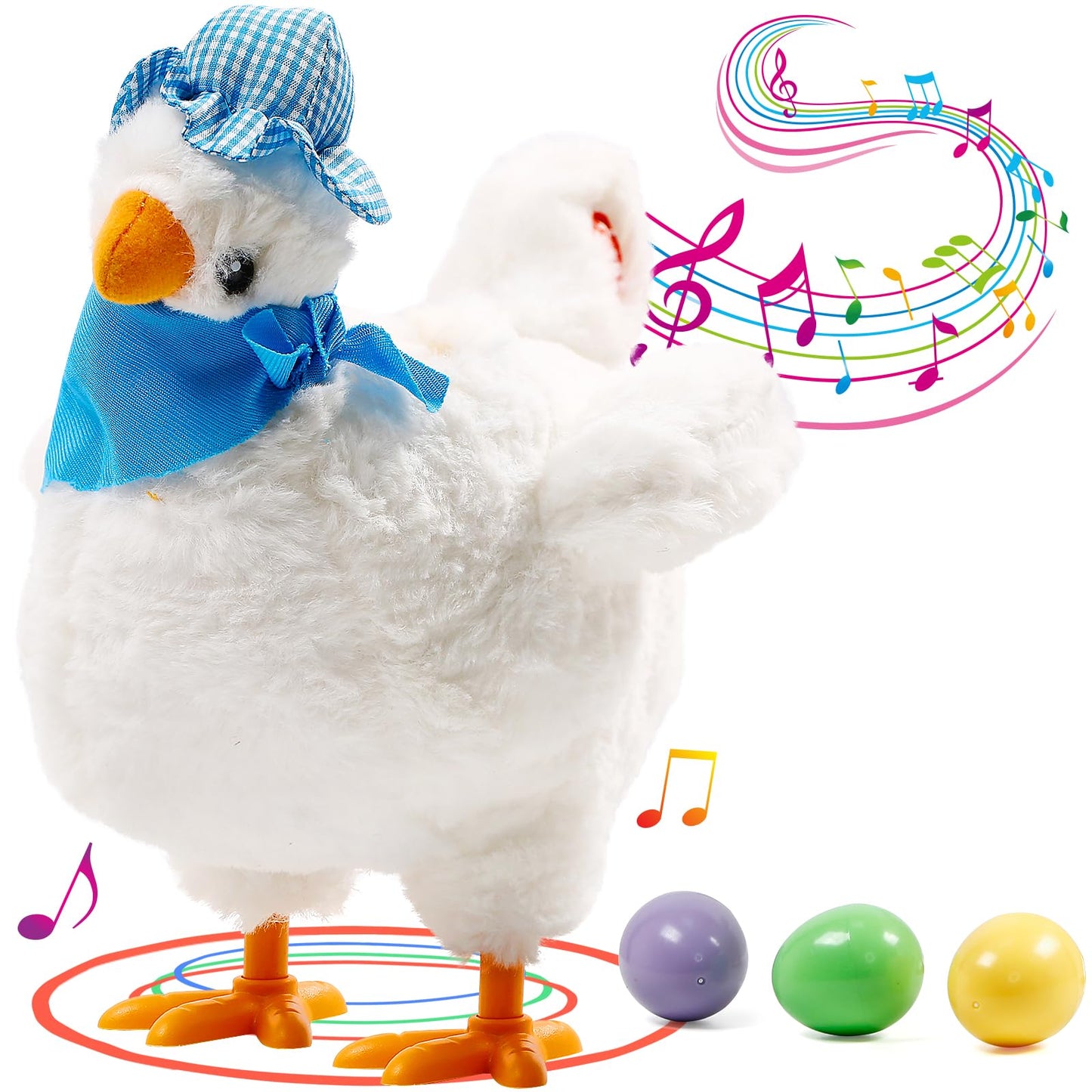 dgdgcool Easter Toys Chicken Laying Eggs Electric Chicken Stuffed Animal Dancing Toy Stuffed Plush Toy with Music