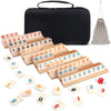 Elanbells Upgraded 2-6 Players Rummy Cube Board Game Set with 6 Wooden Racks  160 Tiles  Portable Case  Drawstring Bag and Dice  for mature-themeds Friends Night Gifts Travel Party Sharpens Brain