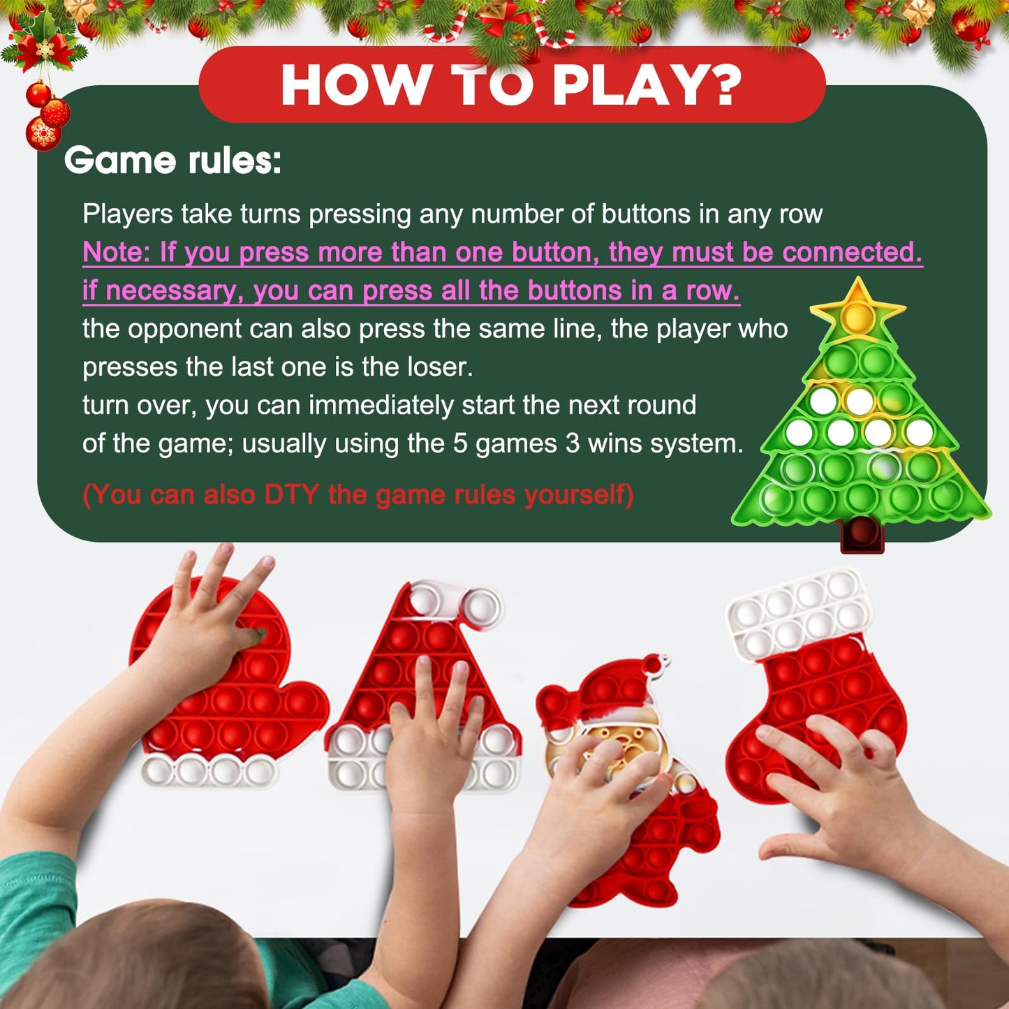 QETRABONE 6 Pcs Christmas Fidget Toy Set  Push Bubble Fidget Sensory Toy for mature-themed Children  Party Game Decor Gift Xmas Stockings Toys Christmas Decorations Autism ADHD Decompression Toys