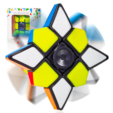 CUBIDI Star Fidget Cube Spinner 2 in 1 Toy  1x3x3 Magic Speed Cube for mature-themeds  Teens and Kids  Handheld  Lightweight  Durable for Anti-Stress Sensory  Desk Toy  Ideal as Travel Fidgeting  Spinner Toy