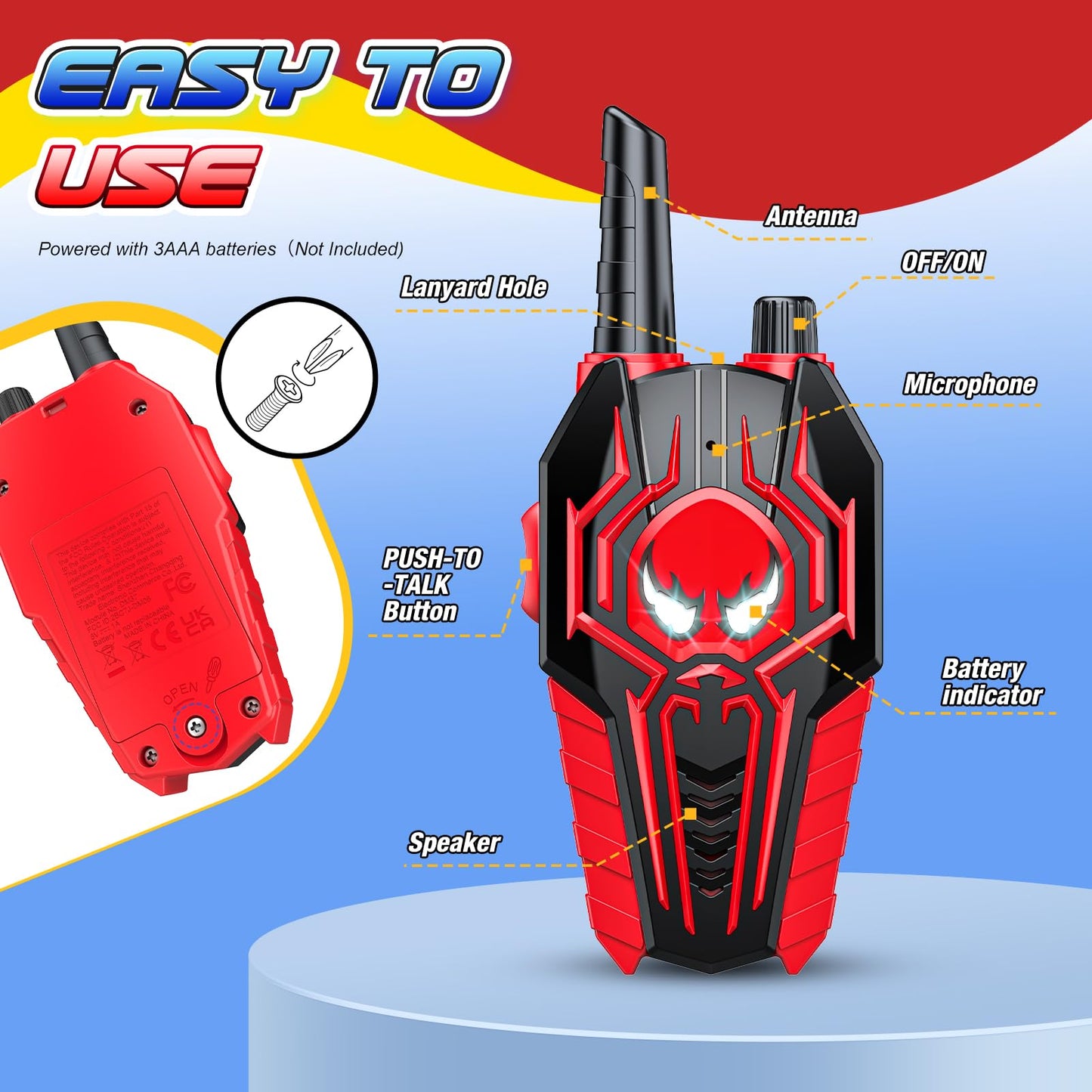 Walkie Talkies For Kids Ages 3-8: Toys Gifts For 3 4 5 6 7 8 9 10 Year Old Boys Kid Outdoor Camping 2 Way Radio Toy Easter Brith