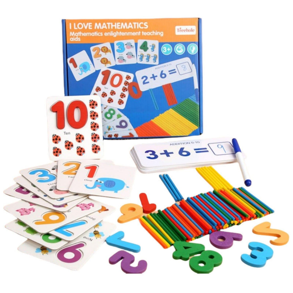 ZOOMELLA Handson Counting Set with Answer Board Educational Math Toy with Counting Rods Colorful Addition Game with Number Card