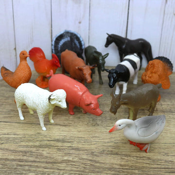 GiftExpress 12pc Farm Animal Toy Figures Set - Colorful Plastic Play Animals for Kids, Educational & Fun Learning Toys