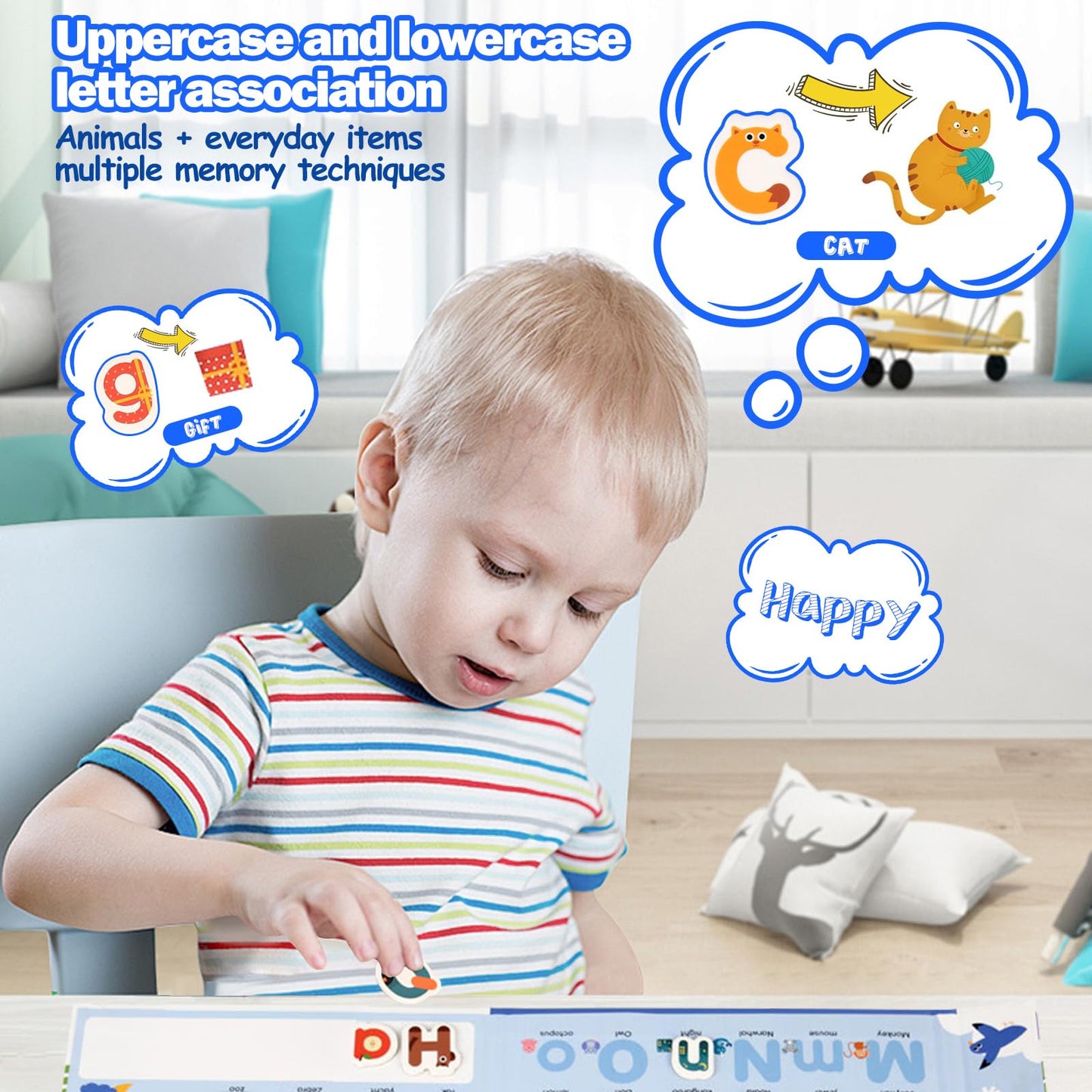 Fullware Portable Animals Magnetic Alphabet Letters Learning Board, Foldable, Upper & Lowercase, Spelling, Fridge Magnets For To