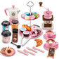 GIFTRRTOY Pretend Tea Party Set for Little Girls, 38 PCS Coffee Maker Set and Play Food Dessert Set for Kids Age 3 4 5 6 7 8 9(P