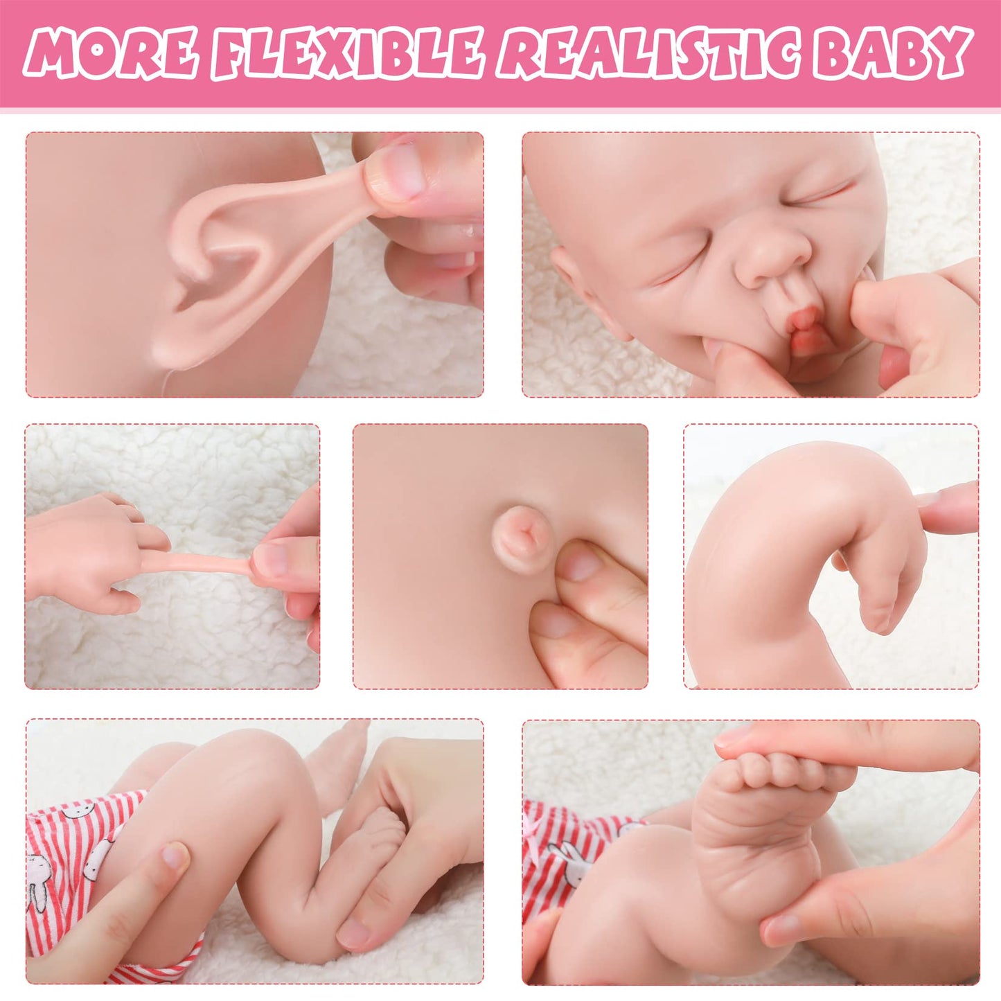 Ivita 17 Inch Full Body Silicone Baby Dolls Realistic,Not Vinyl Dolls, Real Solid Full Silicone Reborn Baby Dolls Newborn Baby D