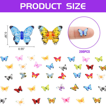 WOZADU 200 PCS Mini Resin Butterfly Figures for Crafts Luminous Tiny Resin Animal Miniature Things for Dollhouse Fairy Garden Micro Landscaping Decoration Cake Toppers Decor