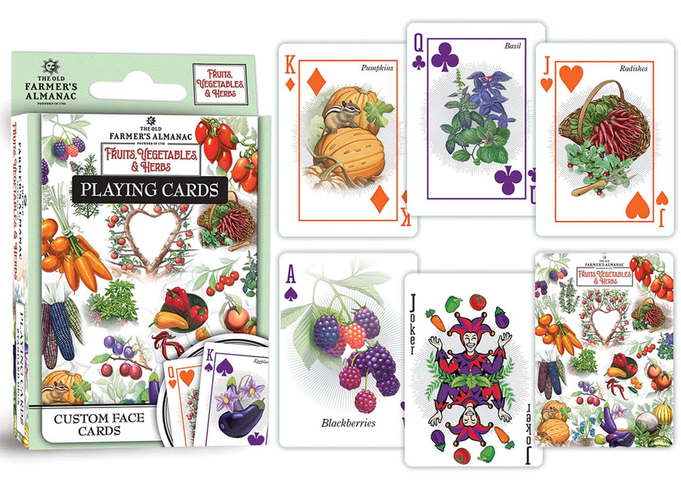 MasterPieces Family Games - Farmers Almanac Fruits Vegetables & Herbs Playing Cards - Officially Licensed Playing Card Deck for