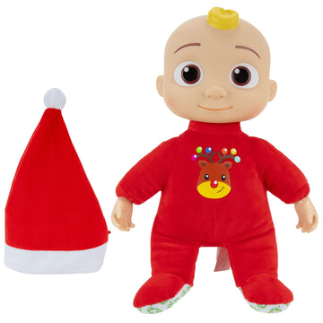CoComelon Musical Deck The Halls JJ Doll - Includes JJ Roto Doll with Santa Hat - Festive Doll with Activated Sounds- Toys for P