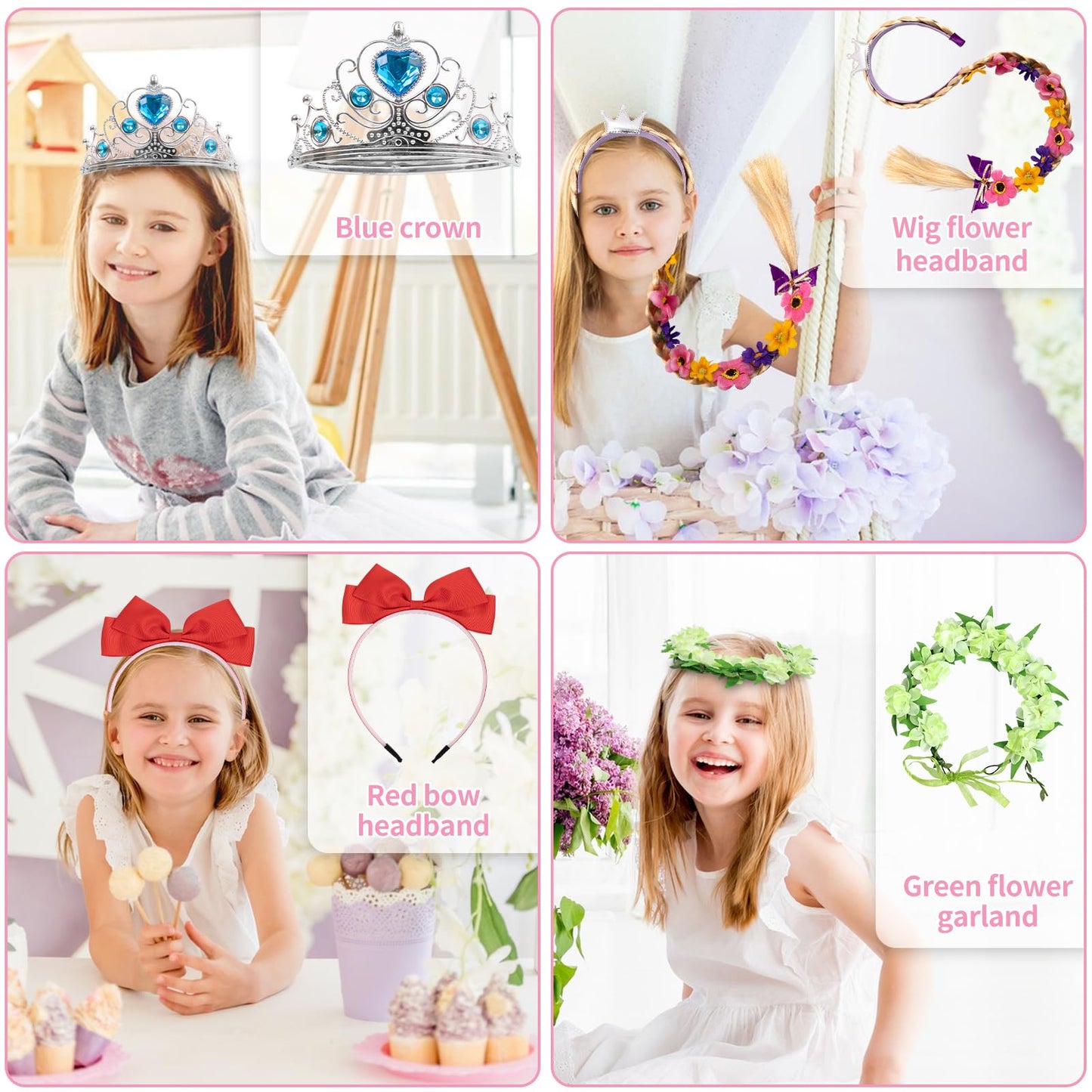 Kileubuto Princess Dress Up For Girls - Princess Dresses Clothes Costumes With Princess Crown Accessories For Little Girls 3-8,T