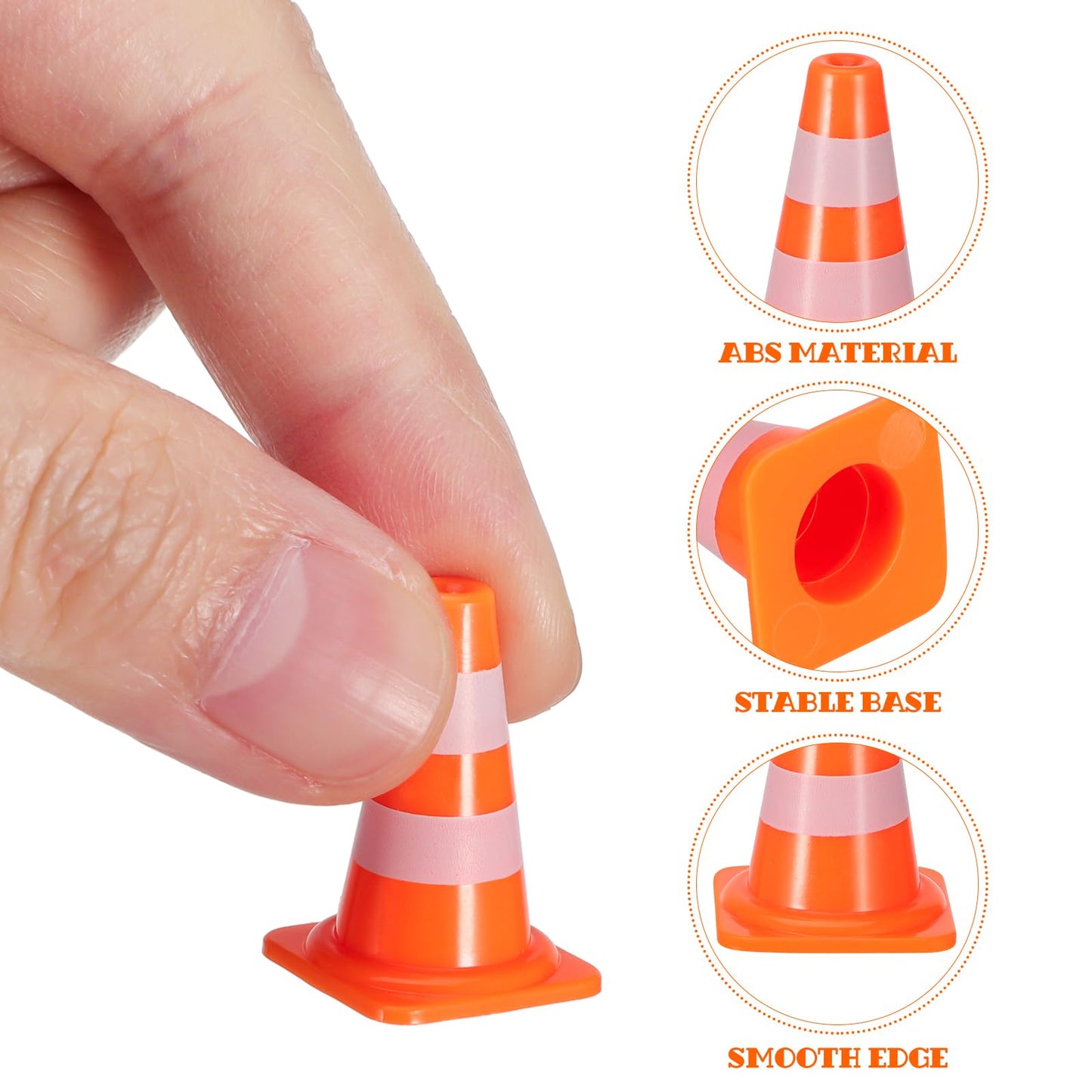 STOBOK 7pcs Mini Traffic Cones for Kids, Orange Roadblock Toys Educational Traffic Signs Playset for Imaginative Parking Lot Sce