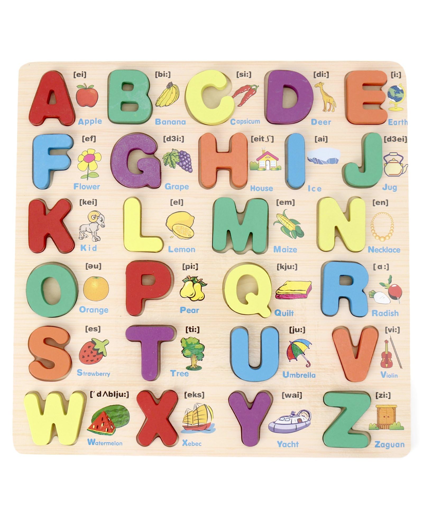 Zivilion Wooden 3D Alphabet Blocks With Realistic Objects | Educational Montessori Toy For Kids 3 Years And Up | Interactive Lea