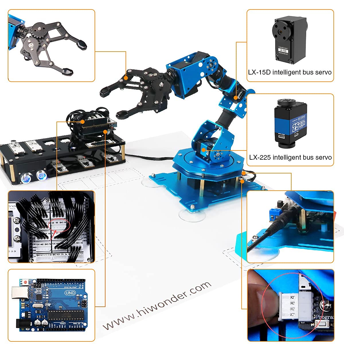 Xarm Uno Robotic Arm 6Dof Robot Arm Kit With Secondary Development Compatible With Arduino Ide, Diy Programming Robot Kit Steam Robot Arm With Sensor And Uno R3 Open Source Code & Tutorial