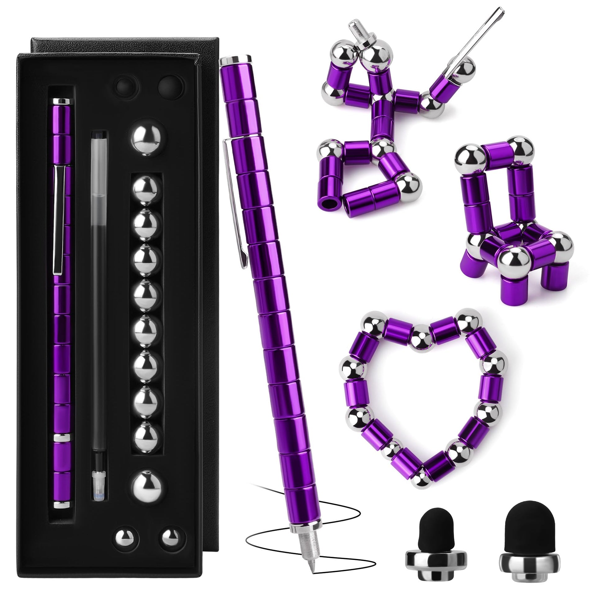 SUKIPIN Fidget Pen, Magnetic Fidget Pens for Adults, Purple Magnet Pen for Stocking Stuffers, Easter Basket Stuffers (Purple)