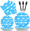 96 Pcs Blue Sky White Clouds Party Plates And Napkins Party Supplies Cartoon Story Party Tableware Set Clouds Theme Party Decora