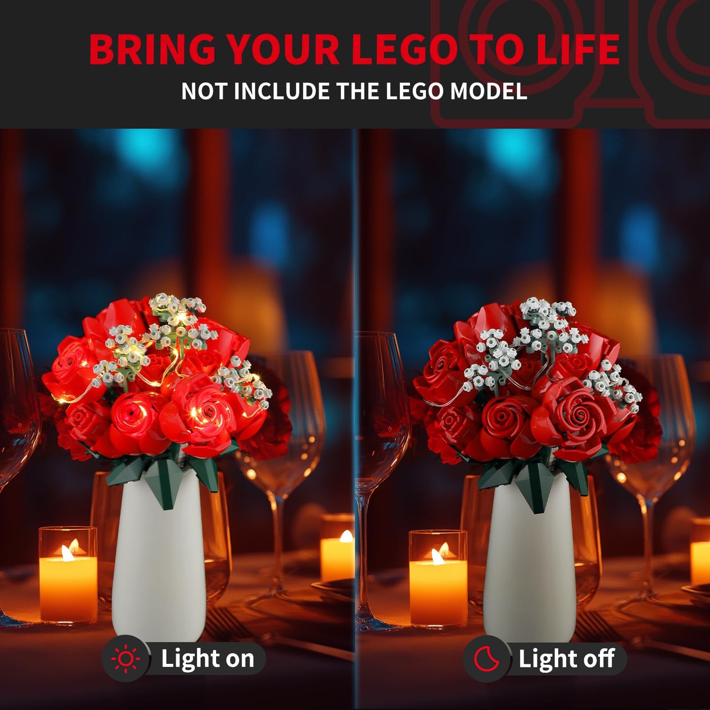 Briksmax Light Kit For Lego Bouquet Of Roses (Music Version) - Led Lighting Compatible With Lego Icons 10328 Building Set For Va