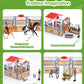 DuDuMo Horse Stable Playset with 3 Horses & 2 Riders, Plastic Farm Animal Toys for Kids, Green Color, Ages 3+