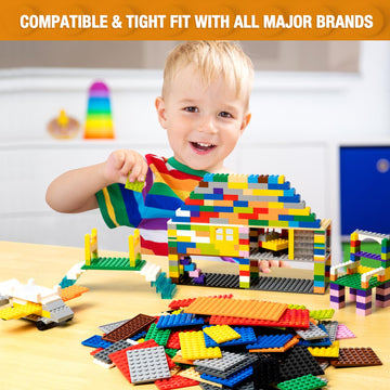 Mannidoo 110 Pieces Classic Building Plates, 11 Sizes Small Baseplates Multipacks - Compatible With Lego Building Pieces, Flat P