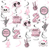 Jollyboom Bad Two The Bone Party Decorations Girl, 24pcs Skeleton 2nd Birthday Decorations Hanging Swirl Bad 2 The Bone Hanging 