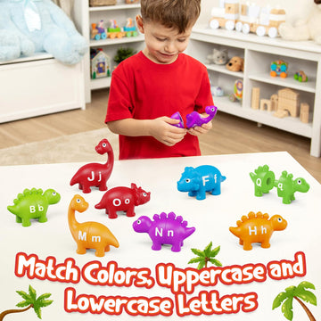 Kasfalci Alphabet Learning Toys, Dinosaur Toys For Kids, Abc Learning For Toddlers, Matching Letter Game,Color Sorting,Education
