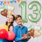 Biapian 40 Inch Sage Green Number 13 Balloons, Large Foil Number 1 & 3 Balloons With 18'' Cream Brown Heart Balloons For 13Th Ye