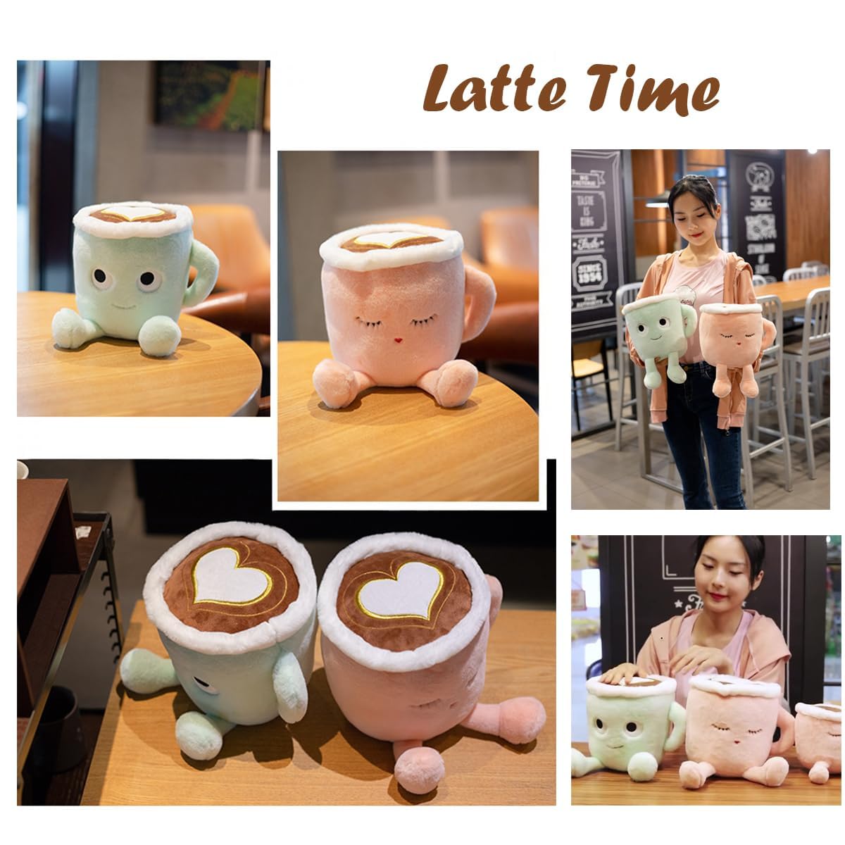 Yoholto Latte Plush Pillow, 11.8 Inch Coffee Cup Plush Doll Toy, Coffee Food Stuffed Plush, Christmas Birthday Gift For Kids Adu