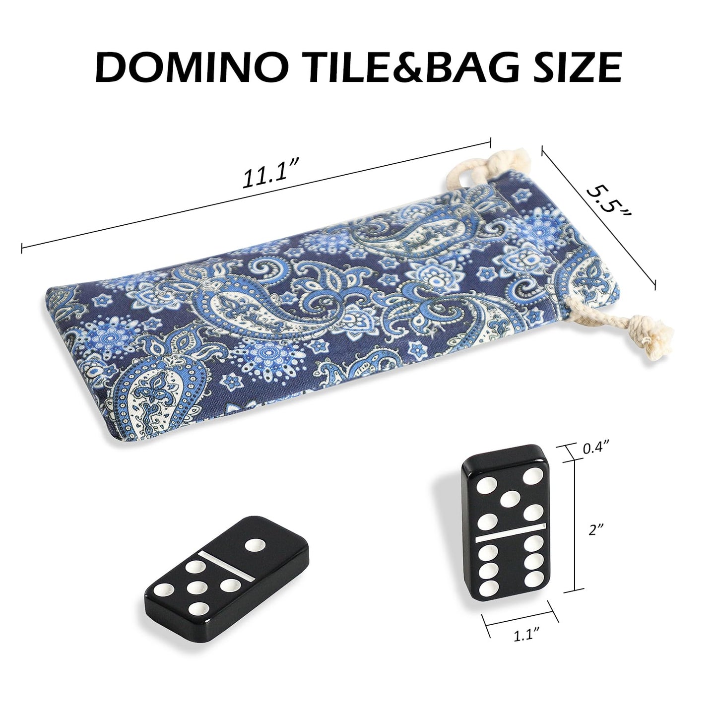 Gustaria Dominoes Set For Adults, Double Six Domino & Tile Games, Domino Set With 28 Large Tiles & Portable Bag, For Classic Family/Travel Board Game (2-4 Players)
