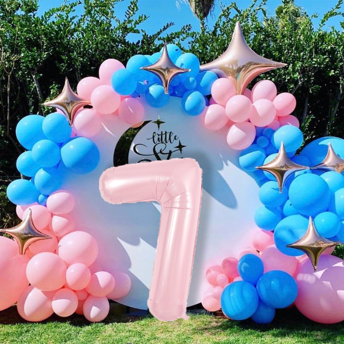 TONIFUL 40 Inch Pastel Pink Number 7 Balloon Balloon Big Pink Digital 7 Balloon for Girls Birthday Party Wedding Bridal Shower