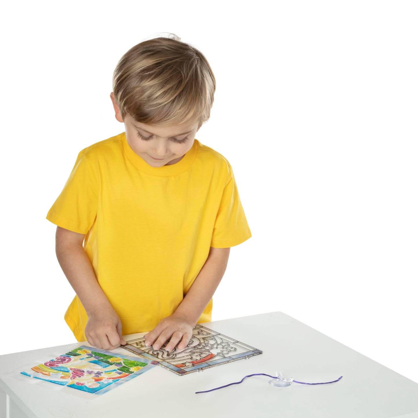 Melissa & Doug Stained Glass Made Easy Craft Kit - Unicorn - Kids Sticker Stained Glass Craft Kit; Unicorn Crafts For Kids Ages