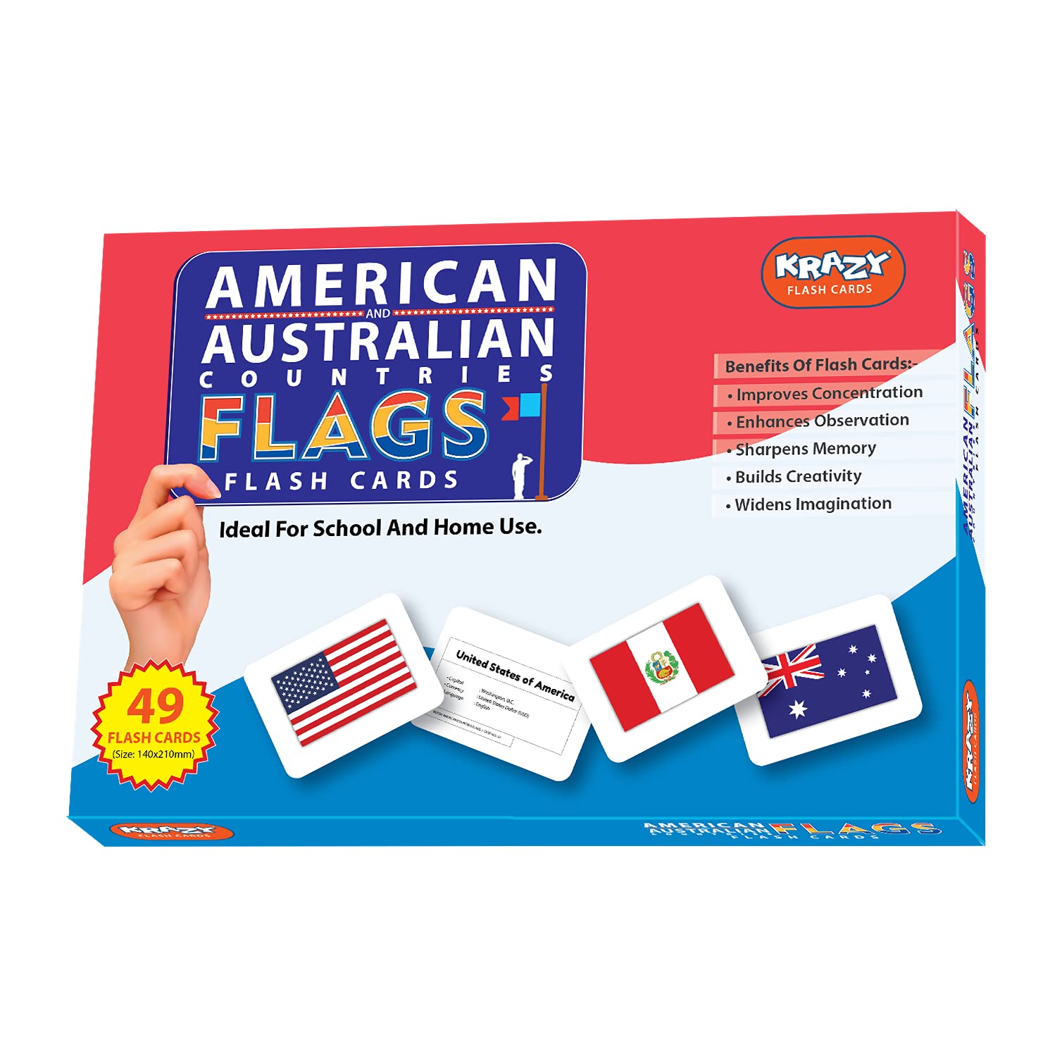 Krazy Early Learning American & Australian Flags Flash Cards For Kids | Easy & Fun Way Of Learning 3 Months To 6 Years I 54 Real