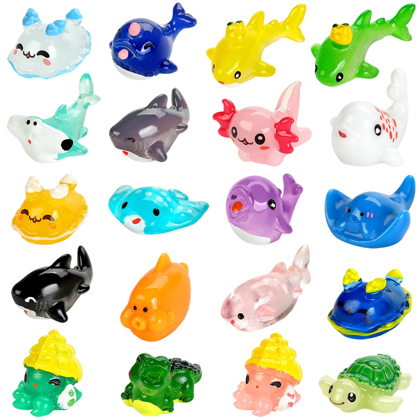 20pcs Ocean Mini Resin Animals 20 Styles Tiny Sea Resin Animals Figurines Miniature Little Small Plastic Animal Figures Bulk for