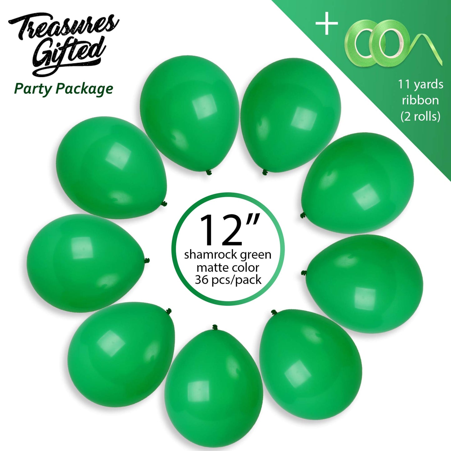 Treasures Gifted Forest Green Balloons - 12 Inch Hunter Green Balloons - Dark Green Balloons - Premium Green Latex Balloons - Gl