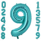 Vonokee 40 Inch Teal Blue Giant Number Balloons 9, Jumbo Digital Foil Mylar Balloon For Birthday Party Wedding Anniversary Celeb