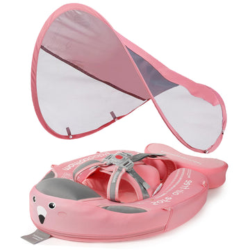 Mambobaby Float With Canopy Baby Swimming Float Non Inflatable Baby Pool Float With Upgraded Tail Removable Sun Canopy Upf 50+ F