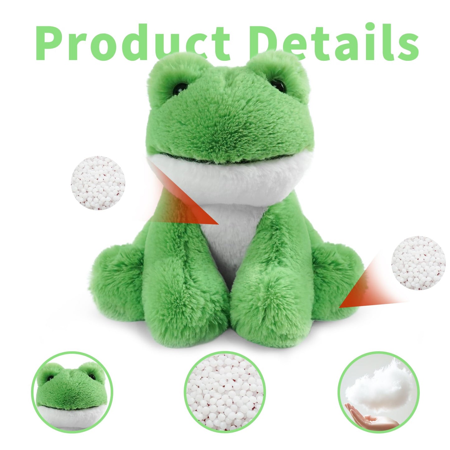 Plush Frog Sitting Toys Stuffed Animal  Realistic Animal Characters Stuffed Filled in Limbs 8.5 Inch Soft Huggable Gifts for Kids with Stuffed Animals Birthday Gift for Girls Boys