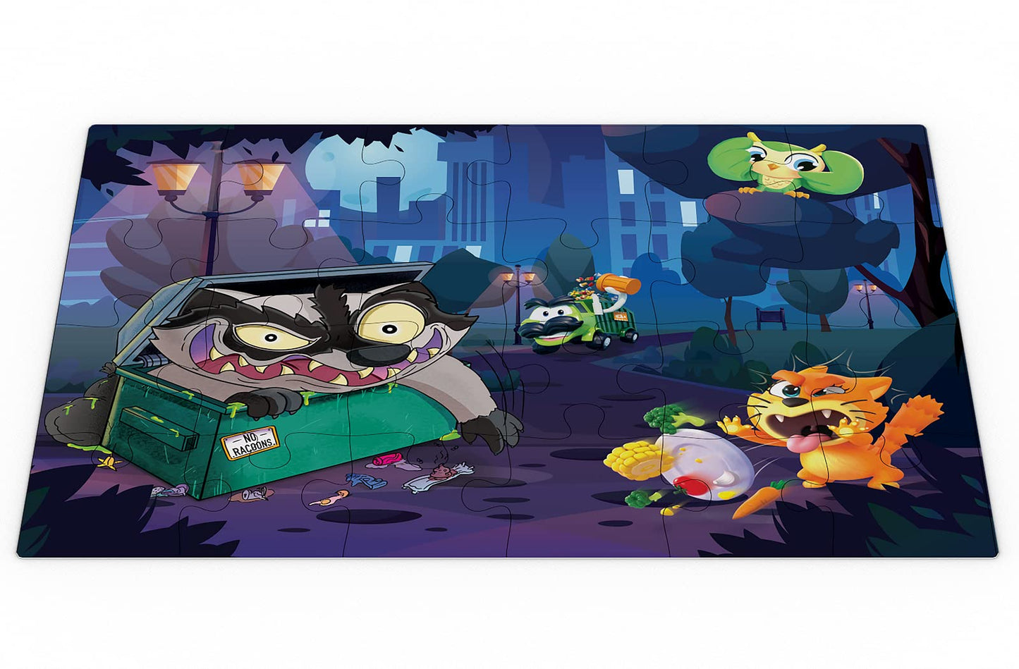 Goliath Dumpster Diver Game W/ 24Pc Puzzle - Take Raccoon'S Snacks Before His Paw Jumps Out To Defend His Goodies - Includes 24-Piece Puzzle
