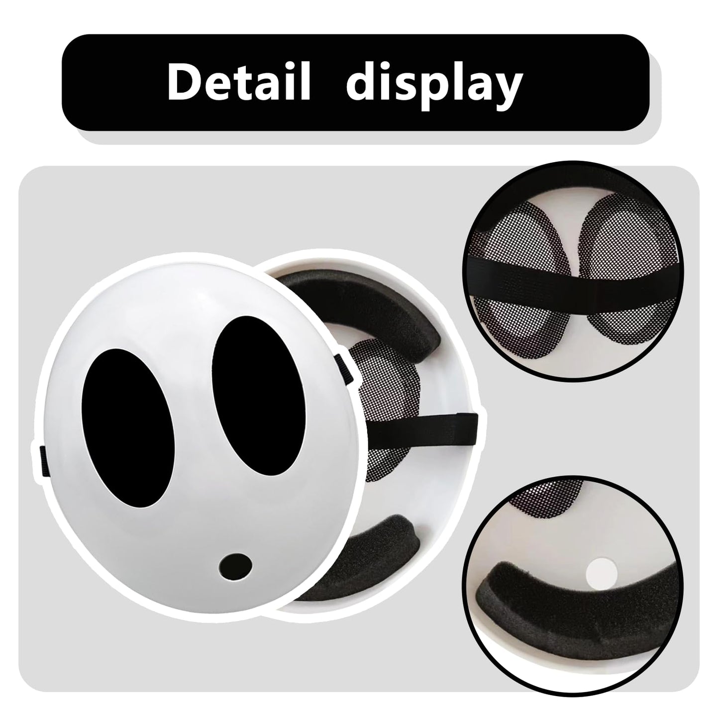 Varuotu Shy Guy Mask White Anime Mask Halloween Mask Funny Face Mask Halloween Costume Cosplay Props Accessories (Boy+Black Cloa