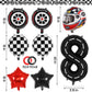Race Car 8 Balloons, 40 Inch Racetrack Number 8 Balloon, Large Foil Mylar Racetrack Black 8 Balloon For 8 Year Old Birthday Race