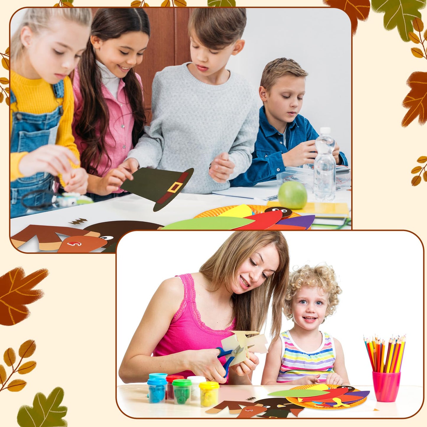 Harloon 6 Set Thanksgiving Turkey Craft Kits for Kids DIY Make a Turkey Art 13-17 Large Thanksgiving Hanging Ornaments Decoratio