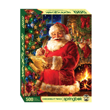 Springbok - Checking It Twice - 500 Piece Jigsaw Puzzle- Santa Checking His Holiday List