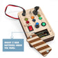 Joyreal Toddler Busy Board, Wooden Montessori Toys for 2 Year Old, Busy Board Toys with LED Light Switch, Sensory Toys Toddler T
